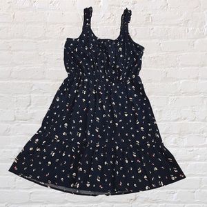 🆕 Banana Republic ruffle detail strap sleeveless a-line navy floral dress